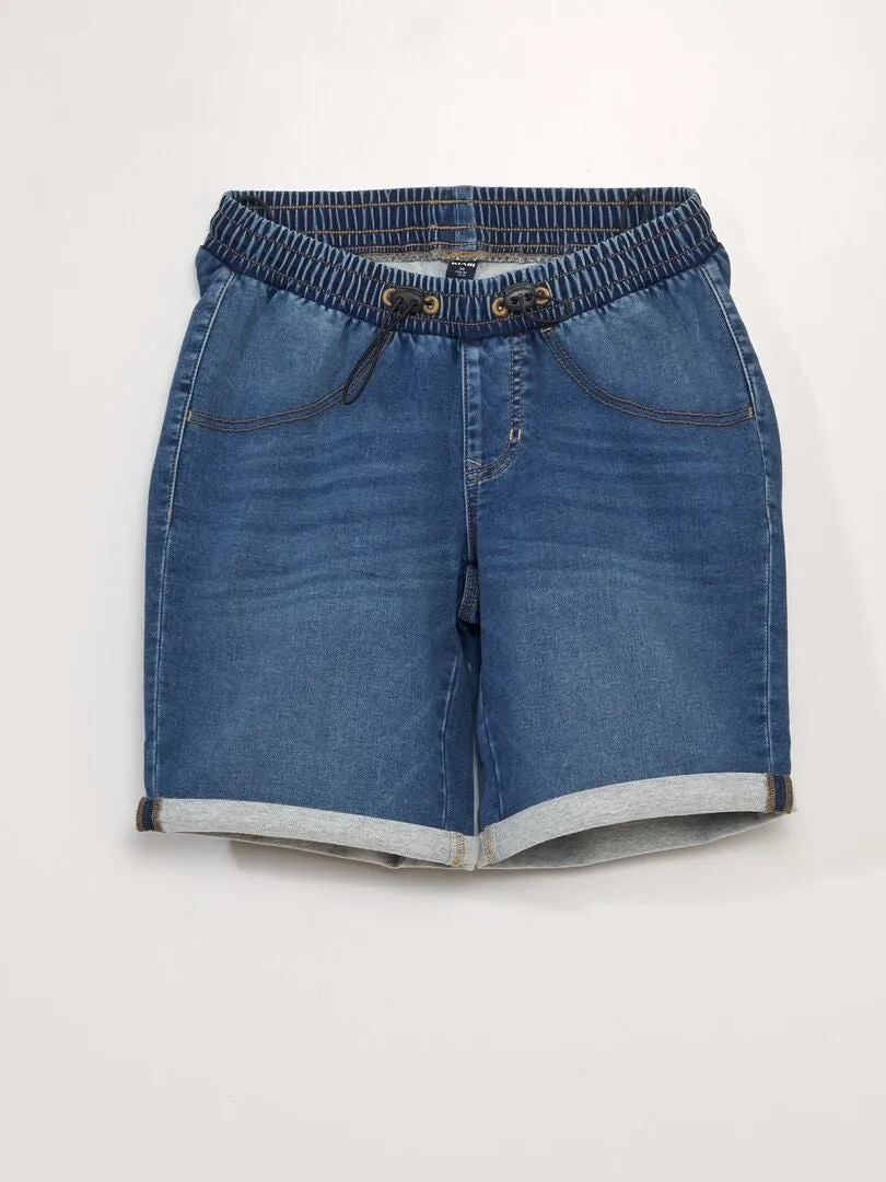 DENIM BERMUDA SHORTS WITH ELASTIC WAISTBAND  SO EASY  BLUE.