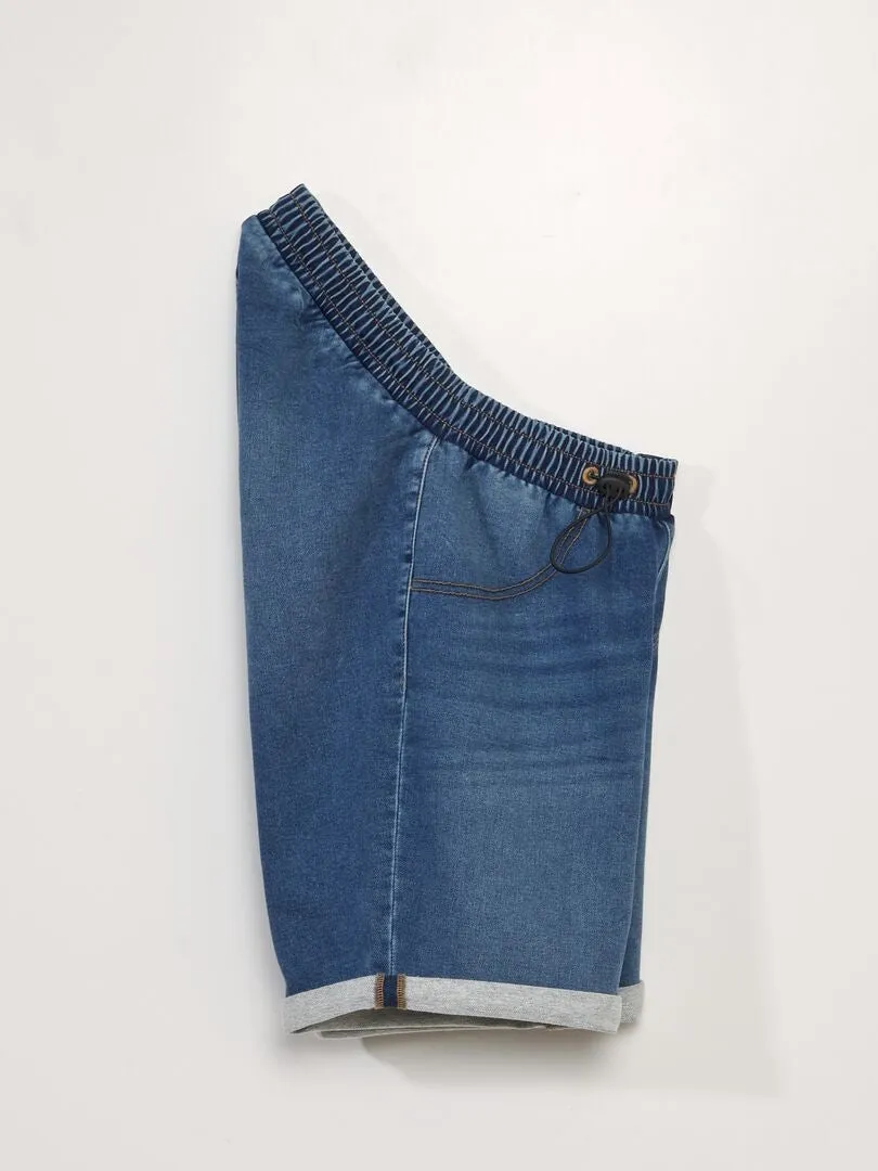 DENIM BERMUDA SHORTS WITH ELASTIC WAISTBAND  SO EASY  BLUE.