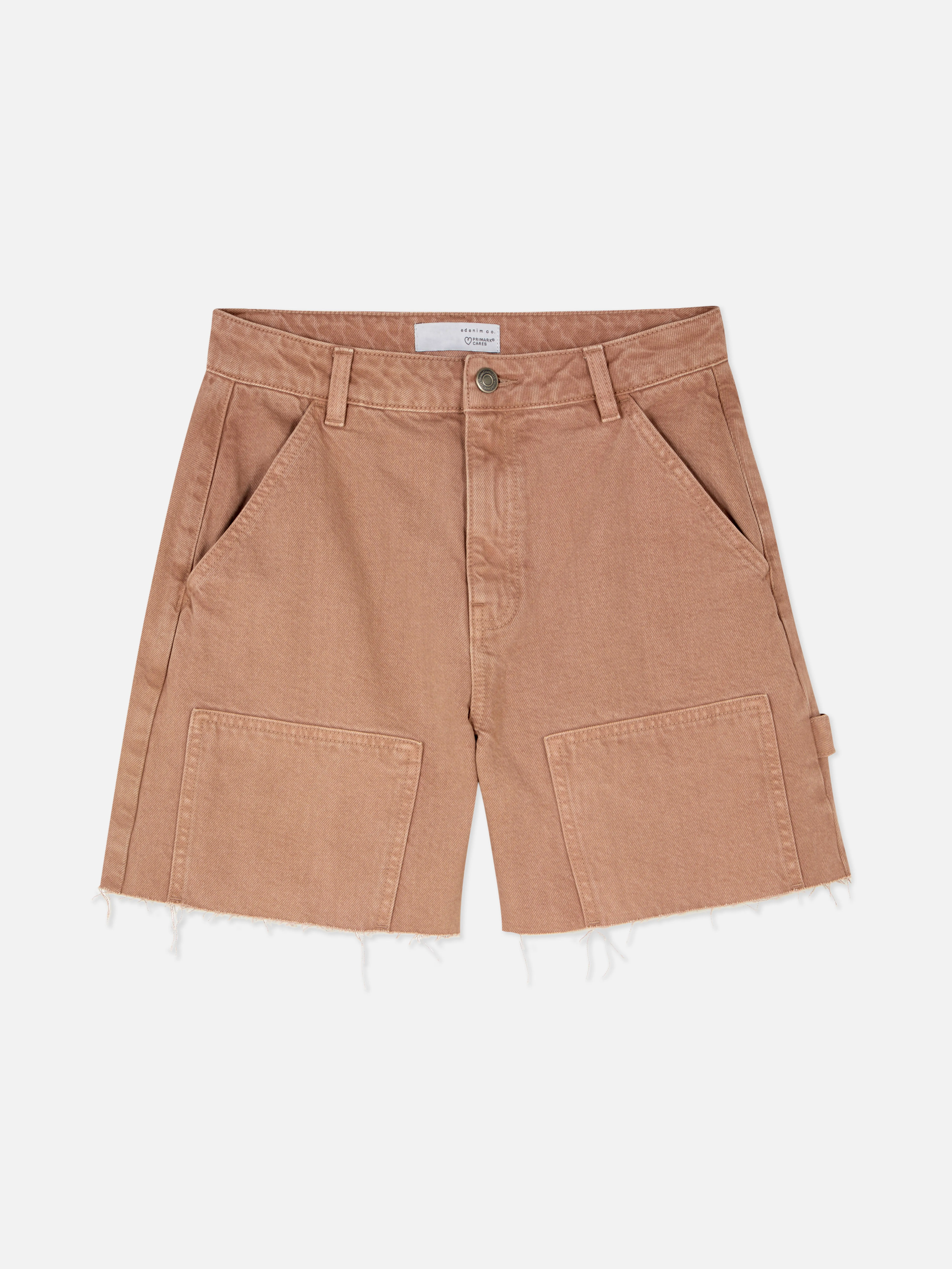 Denim carpenter style Bermuda shorts.