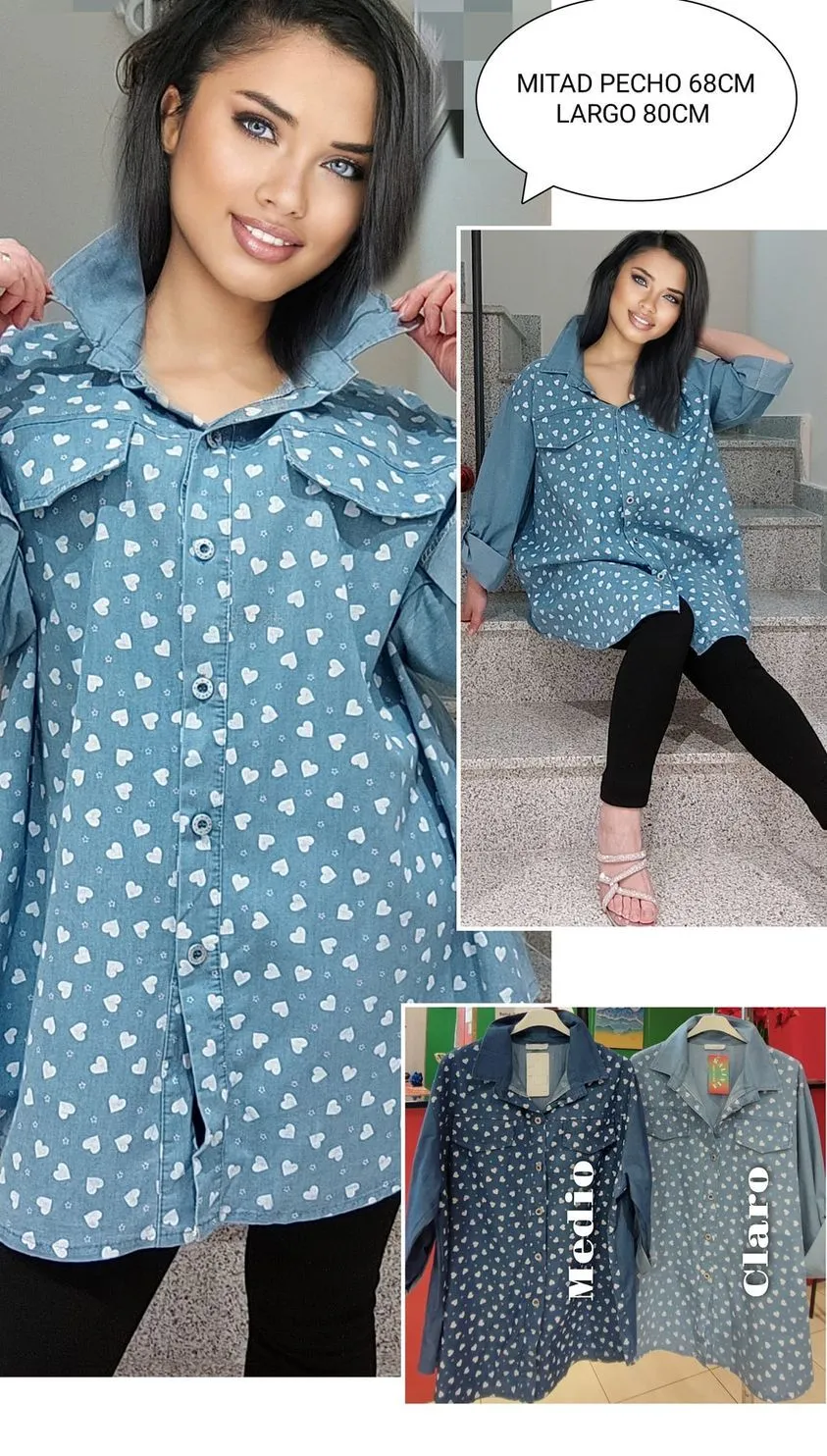 DENIM SHIRT PLUS SIZE HEARTS  1 RESULT
