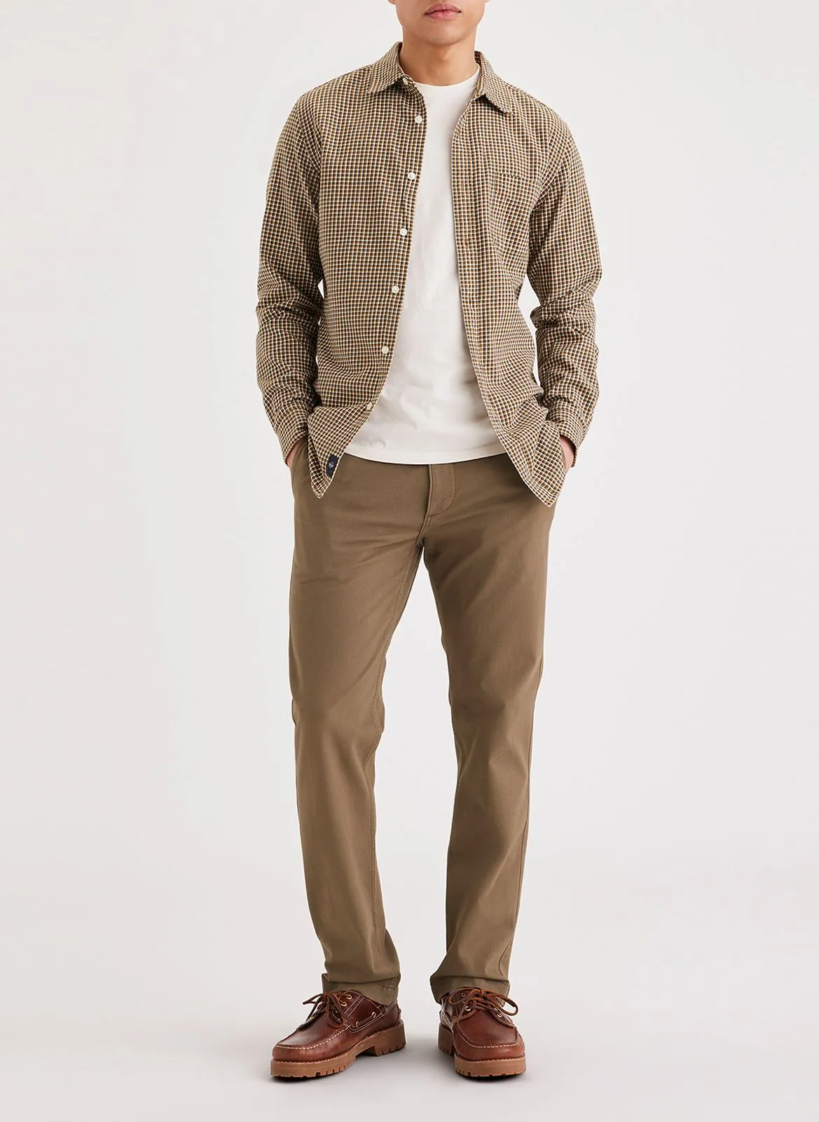 DOCKERS Pantalón de pinzas slim en marron