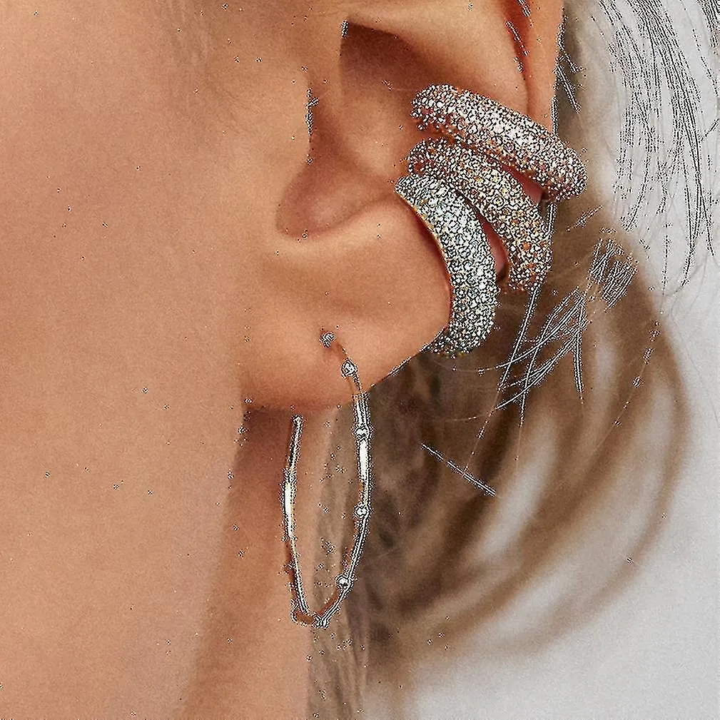 Earrings C Shape Full Diamond Colored Zircon Alloy Ear Clips For Ceremony
