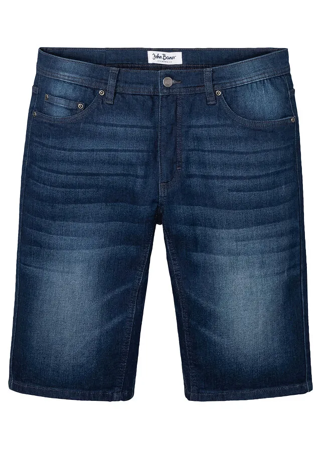 Elastic denim Bermuda shorts with reinforced crotch, regular fit.