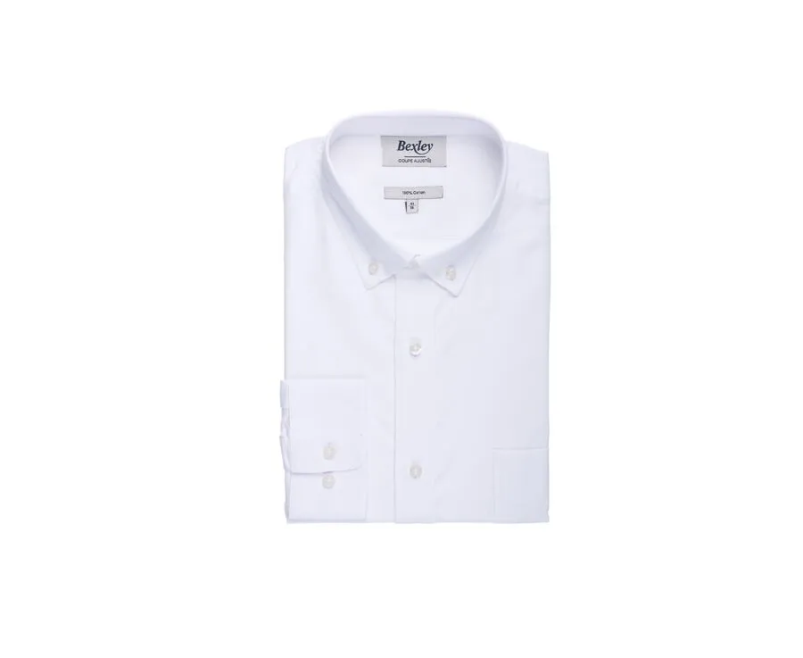EVHAN BUTTON DOWN COLLAR WHITE SHIRT  100% COTTON
