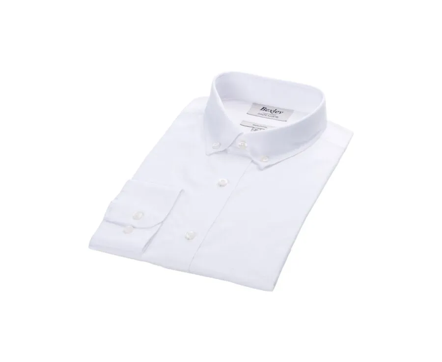 EVHAN BUTTON DOWN COLLAR WHITE SHIRT  100% COTTON