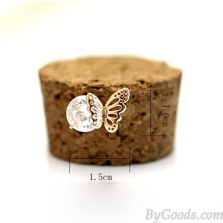 Exquisite Elegant Winky Zircon Hollow Golden Butterfly Earrings Store