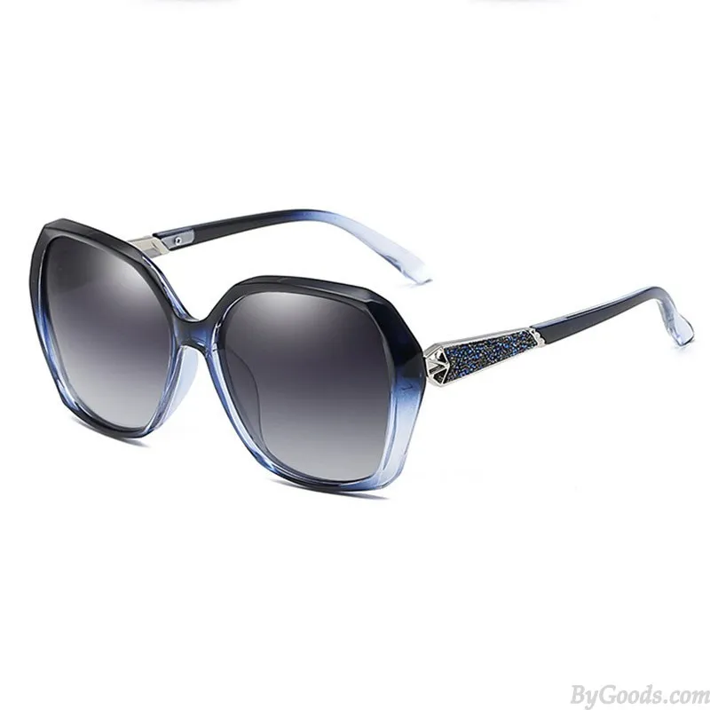Fashion Polarized Large Frame Diamond Metal Legs Gradient UV Protection Oversize Women's Sunglasses