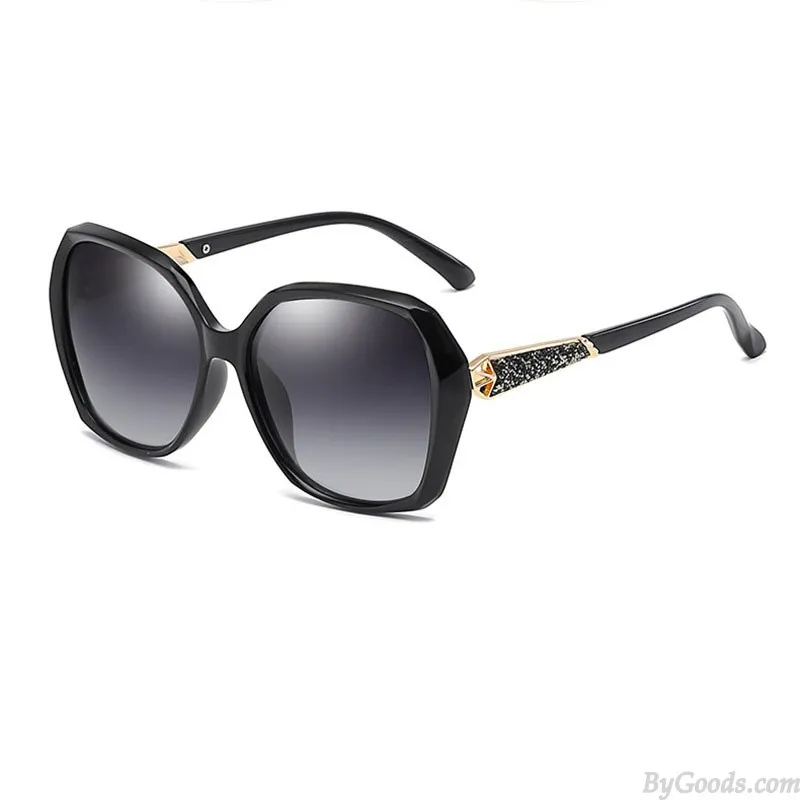 Fashion Polarized Large Frame Diamond Metal Legs Gradient UV Protection Oversize Women's Sunglasses