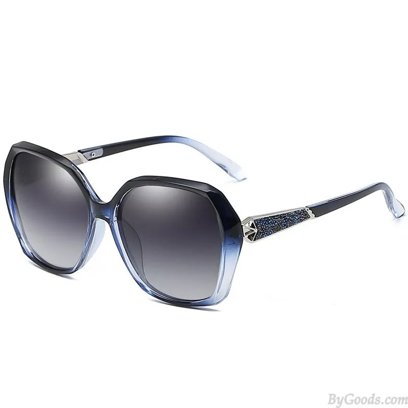 Fashion Polarized Large Frame Diamond Metal Legs Gradient UV Protection Oversize Women's Sunglasses
