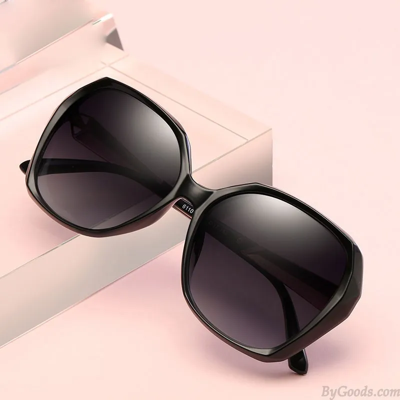 Fashion Polarized Large Frame Diamond Metal Legs Gradient UV Protection Oversize Women's Sunglasses