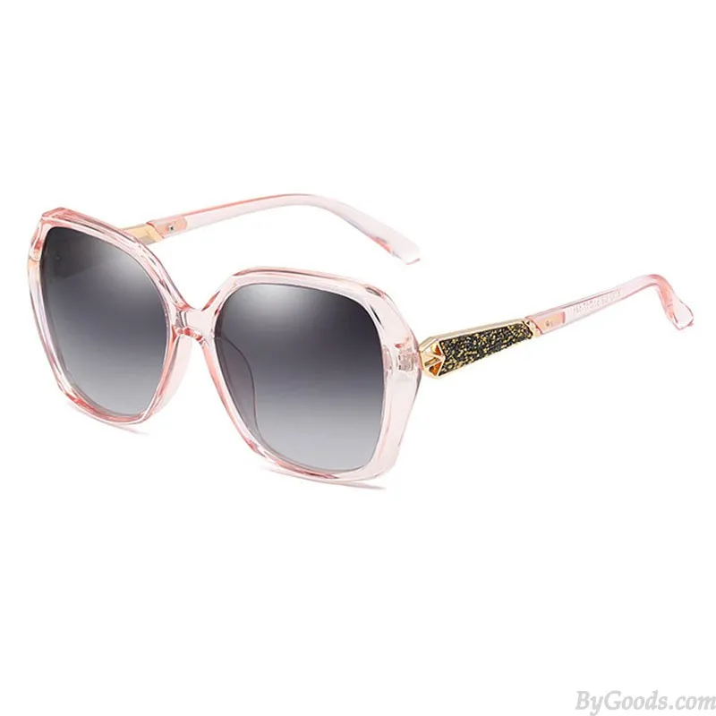 Fashion Polarized Large Frame Diamond Metal Legs Gradient UV Protection Oversize Women's Sunglasses