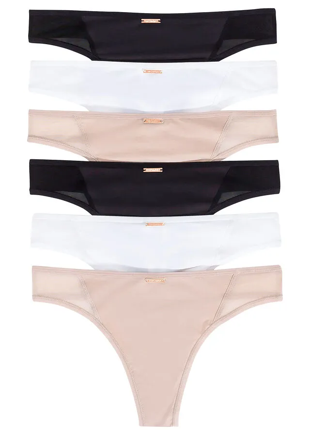 FEEL COMFORT MICROFIBER THONG (6 PACK)  WHITE/BEIGE/MATTE BLACK