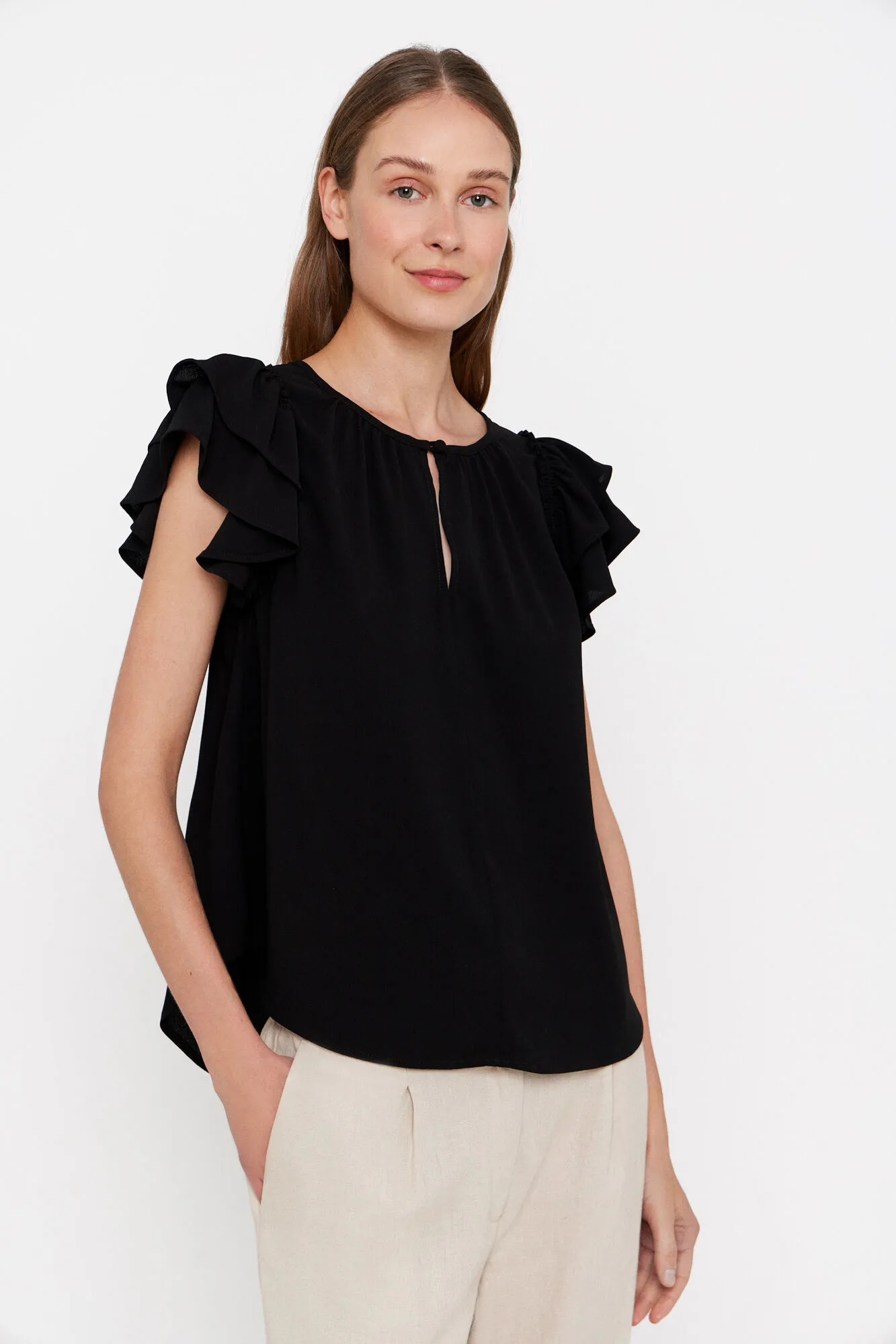 Fluid ruffle blouse