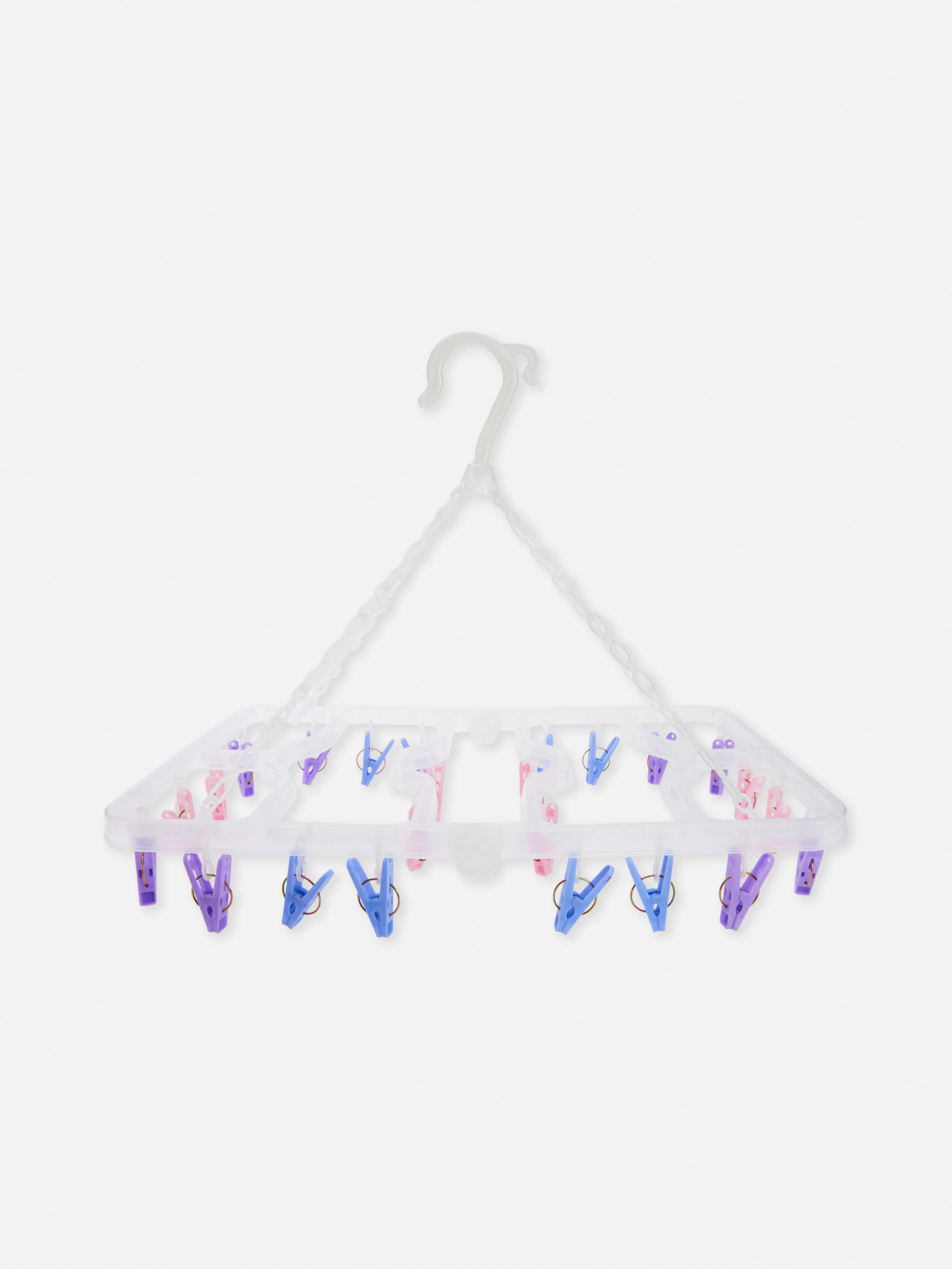 Folding clothesline with 24 pegs