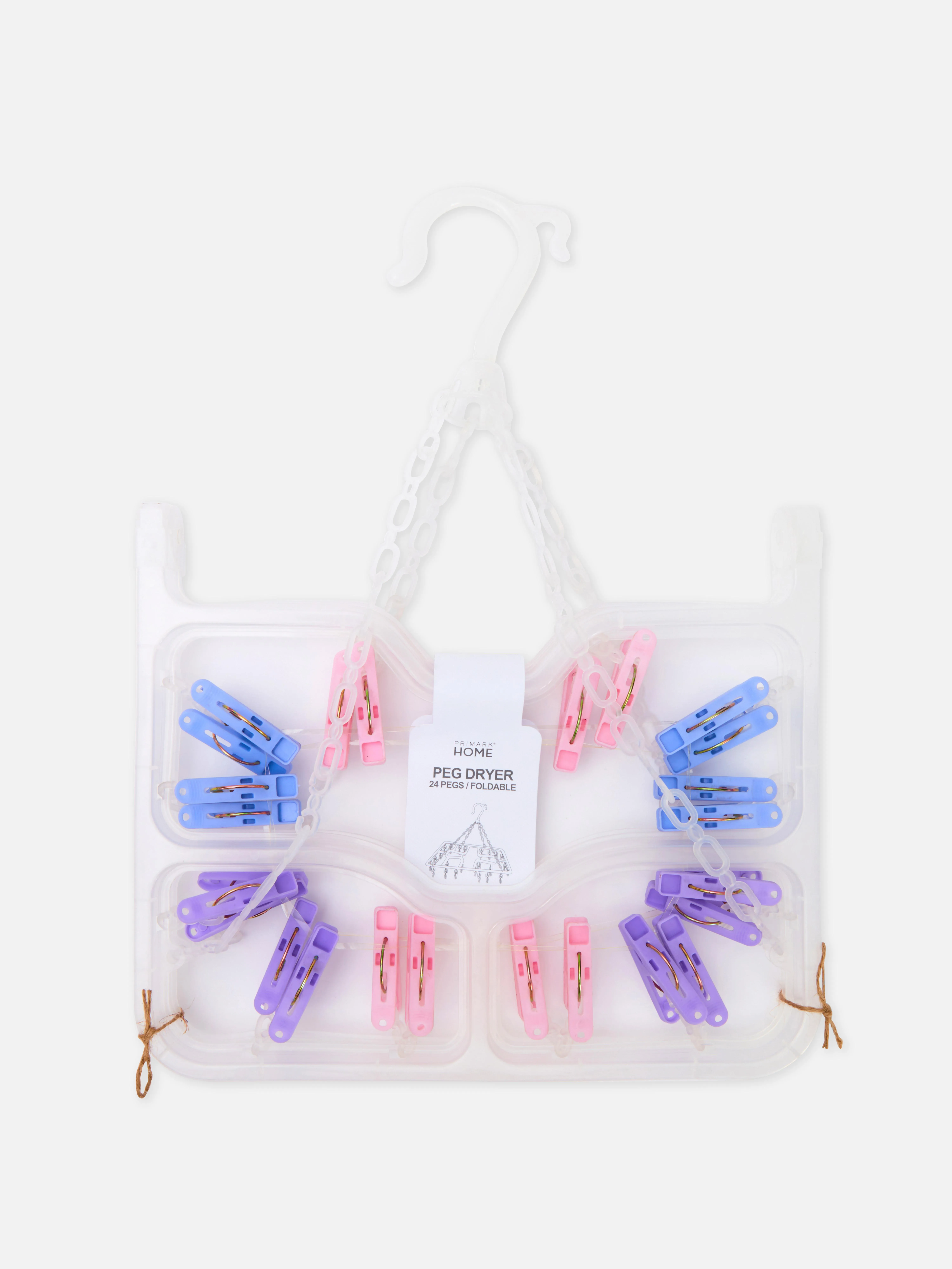 Folding clothesline with 24 pegs