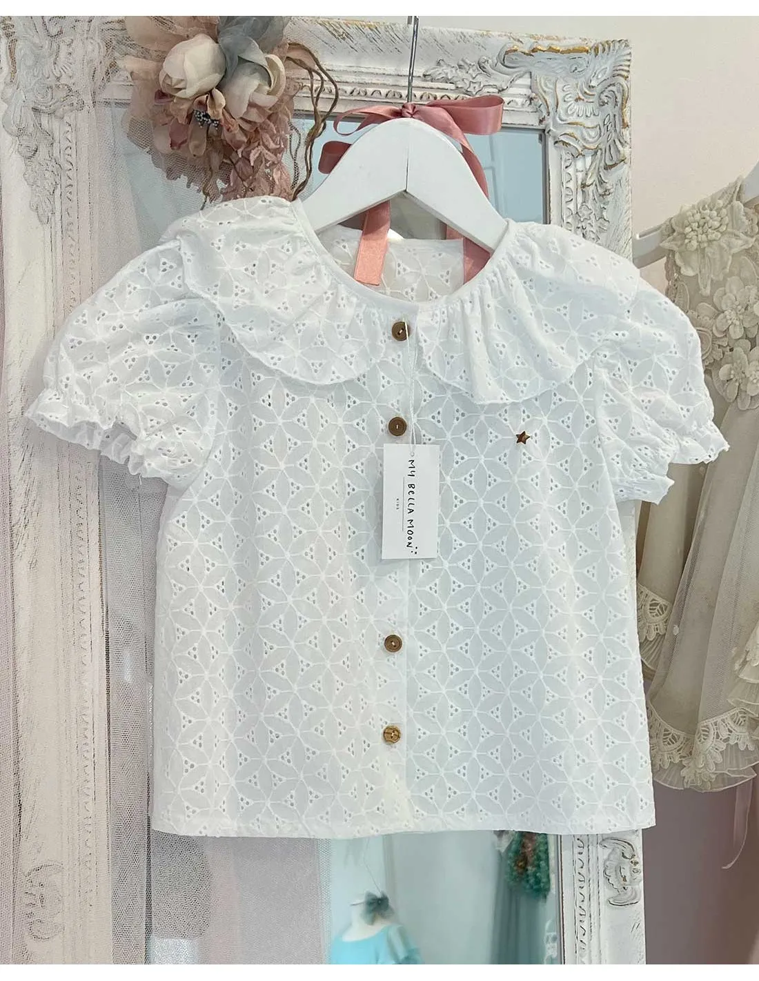 Formal White Perforated Shirt My Bella Moon