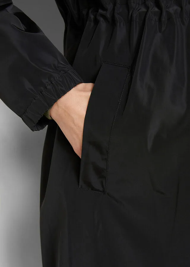 Functional and wide oversize waterproof black coat.