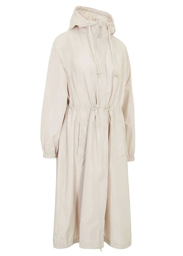 Functional oversized coat, wide stone grey waterproof