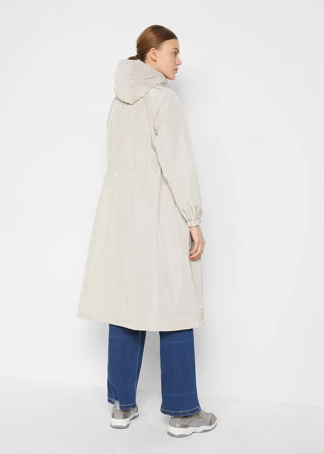 Functional oversized coat, wide stone grey waterproof
