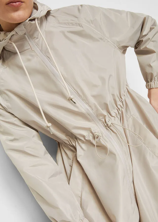 Functional oversized coat, wide stone grey waterproof