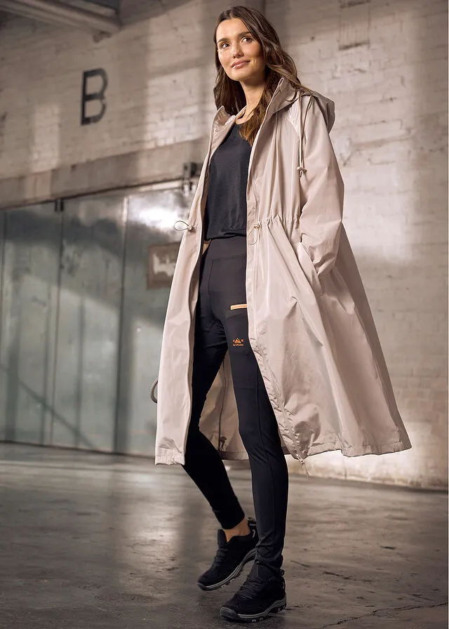 Functional oversized coat, wide stone grey waterproof