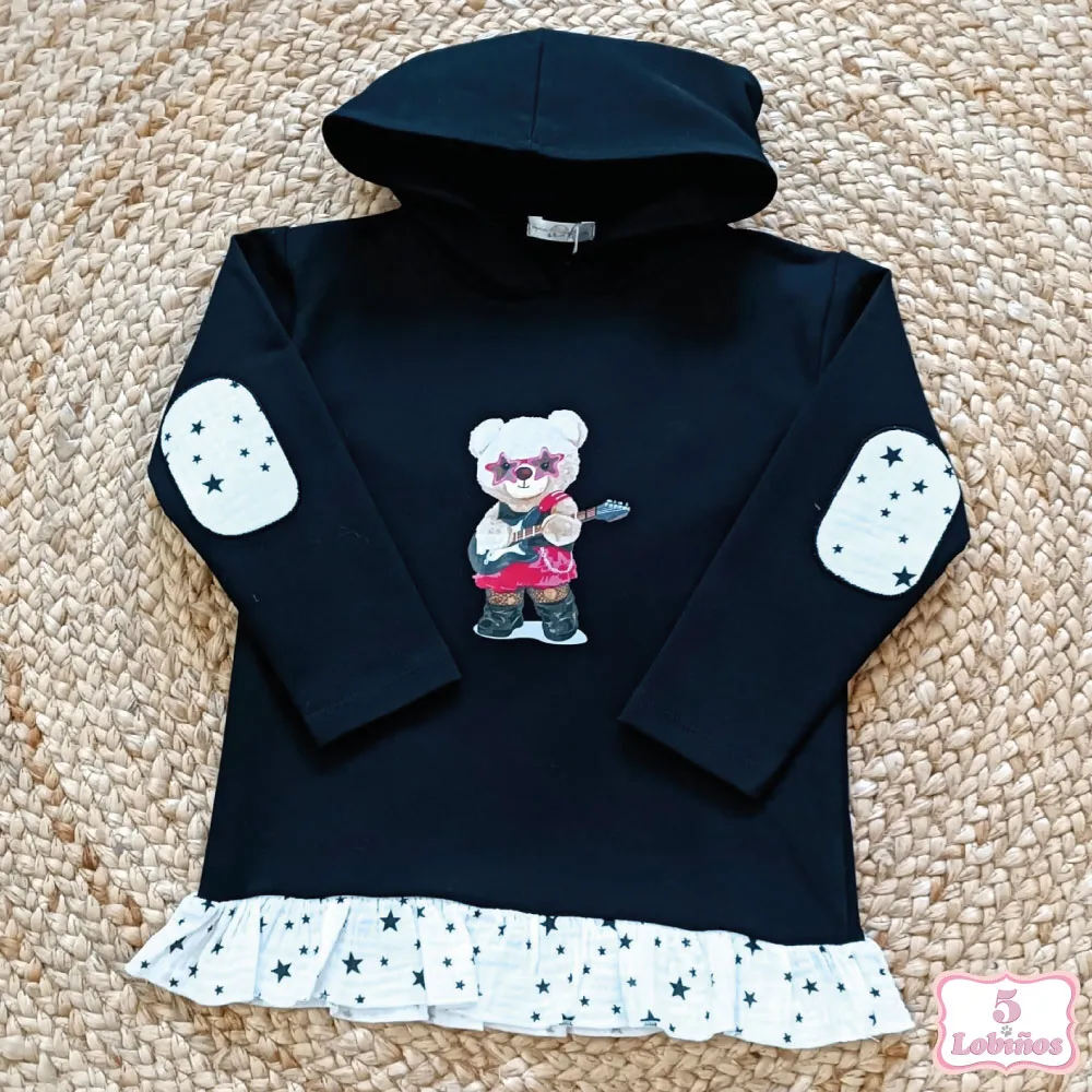GIRLS' STAR HOODIE  LITTLE PIRATES