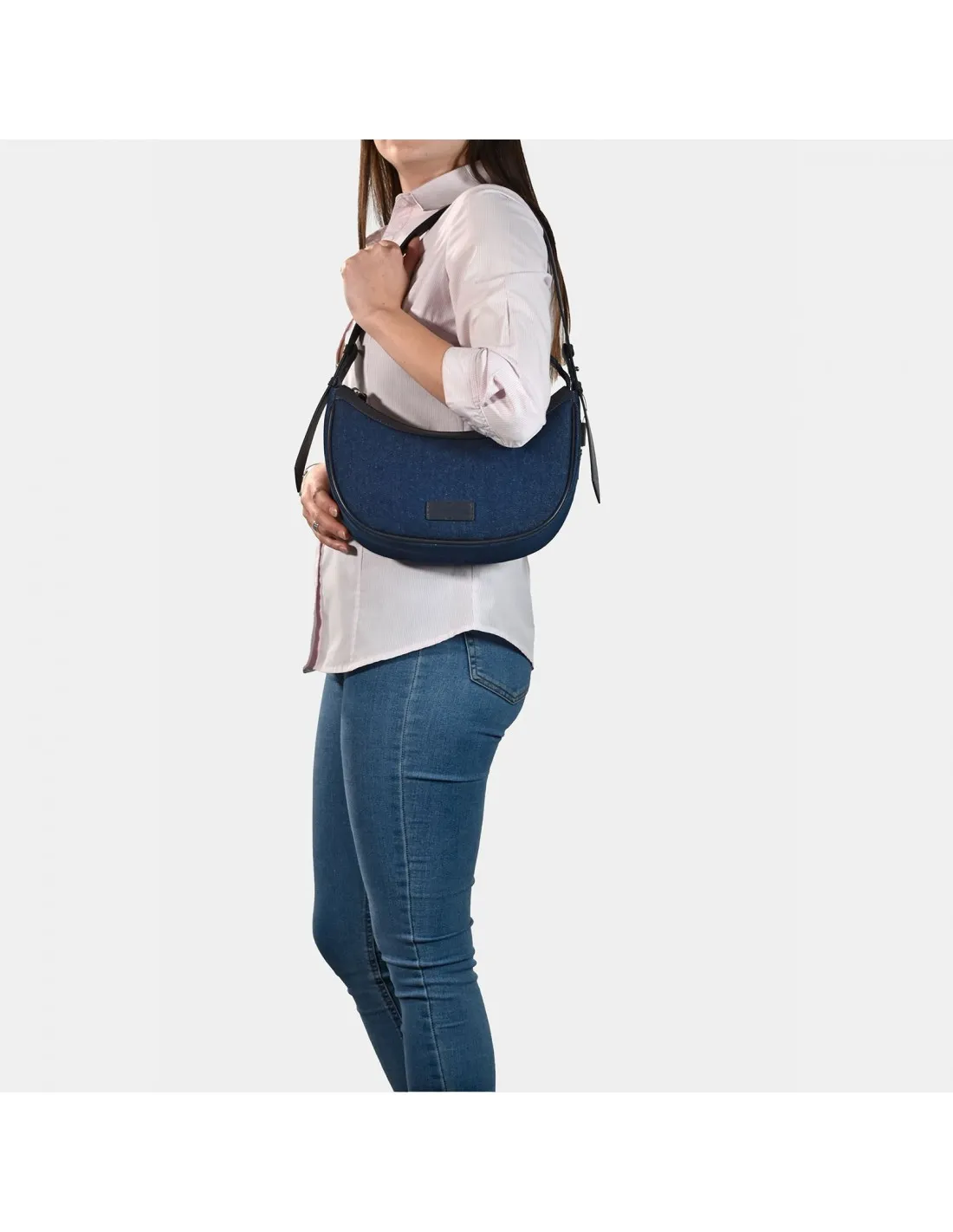 GUY LAROCHE bolso de hombro para mujer en lona y piel