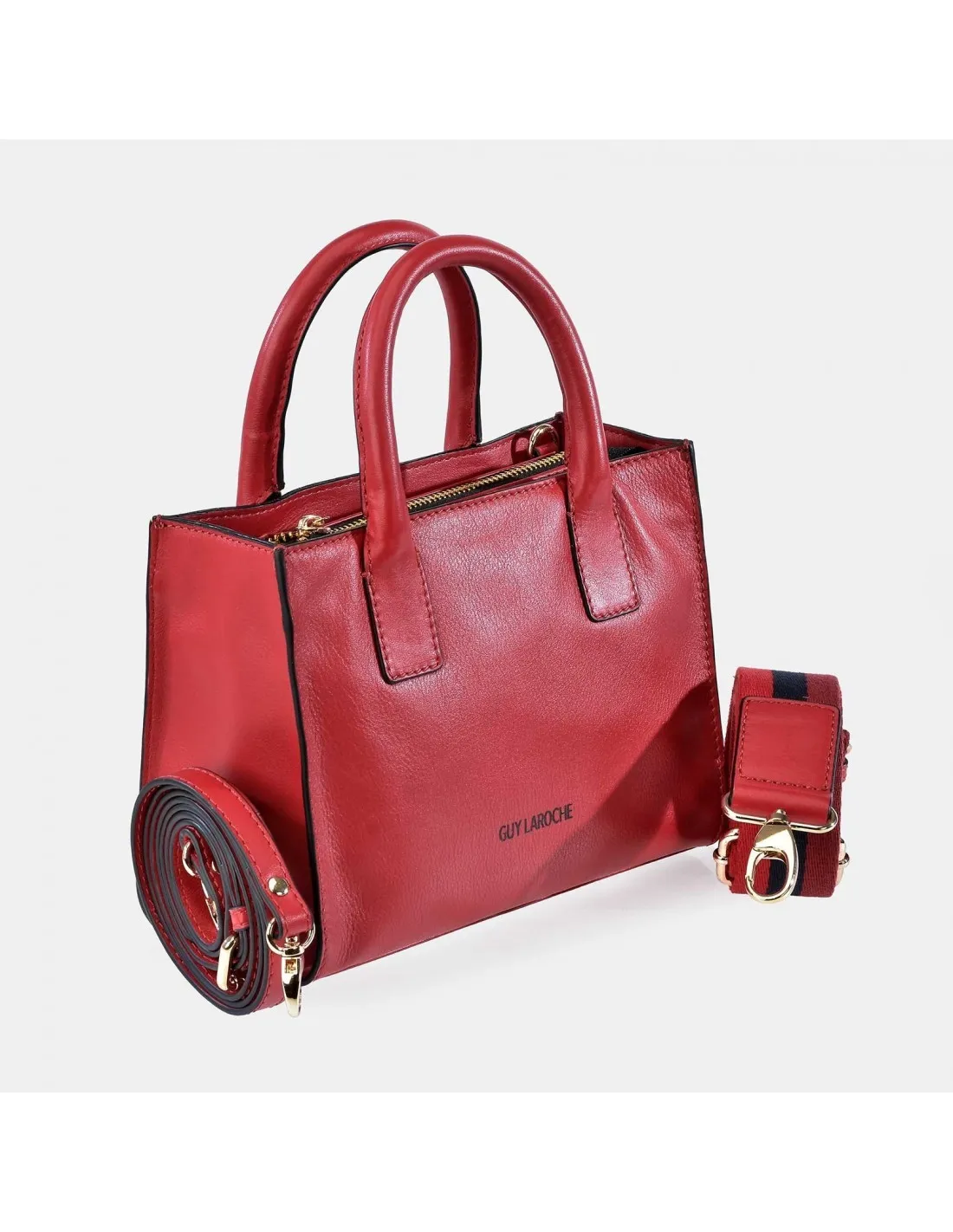 GUY LAROCHE Bolso de mano cuadrado de piel con dos bandoleras para mujer