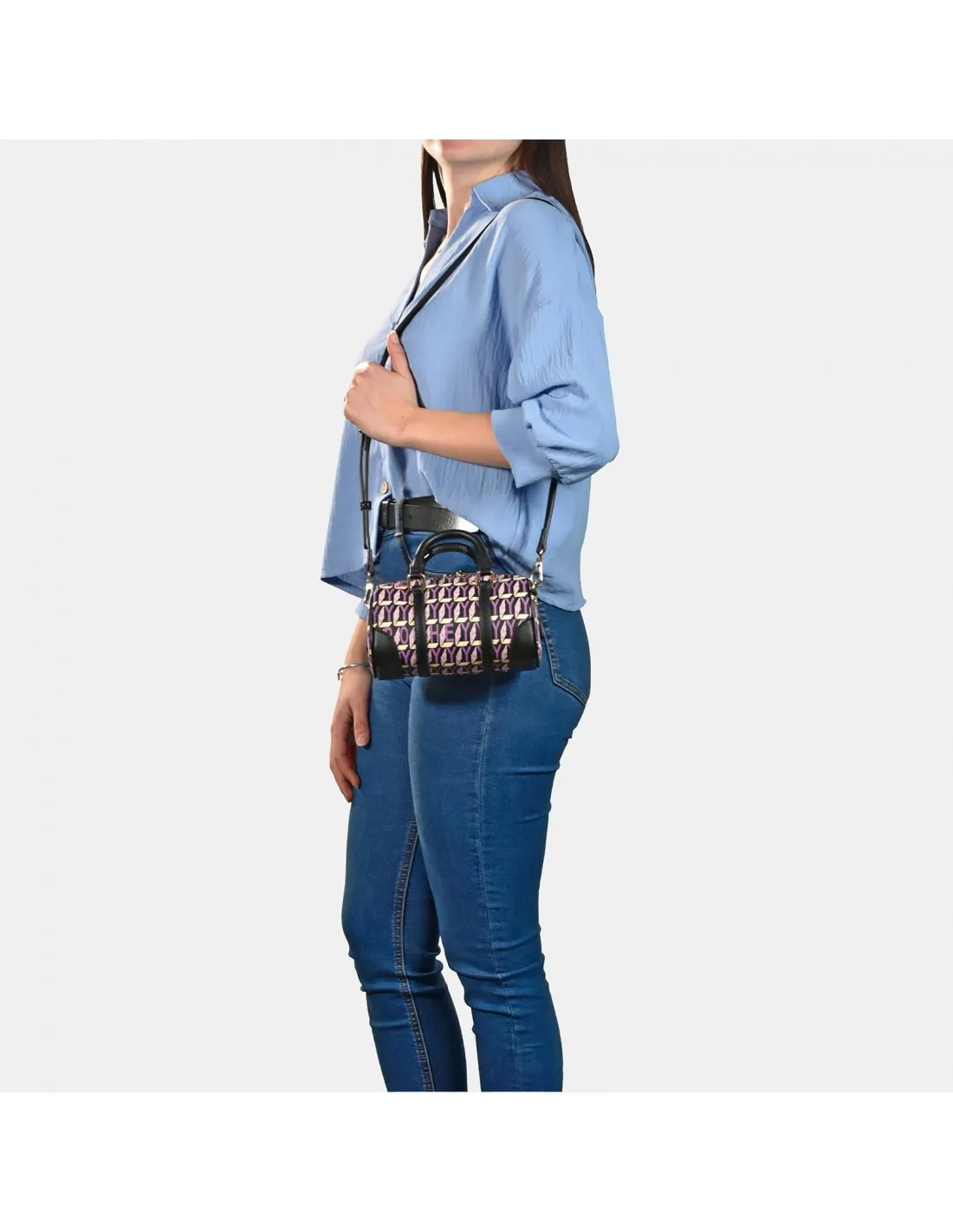 GUY LAROCHE mini bolso bandolera con asas de mano en lona estampada logo