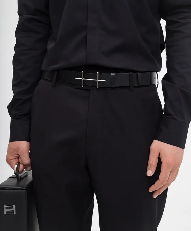 Heliot Emil Black Leather Logo Strap Watch