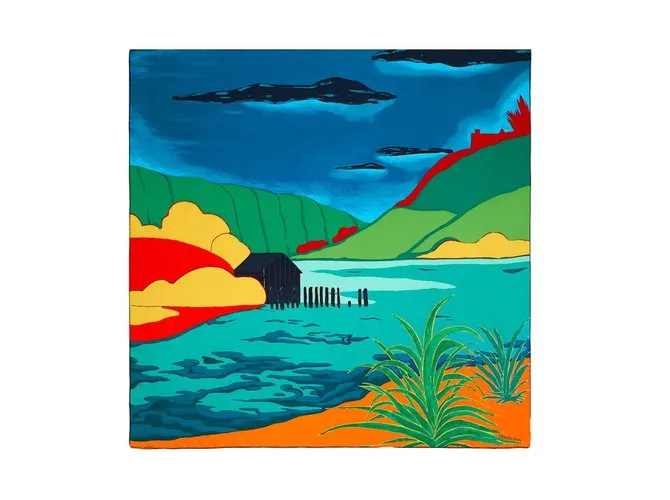 Hermès Paris Silk Carré Au Bout Du Monde de Antoine Carbonne Multicolor 