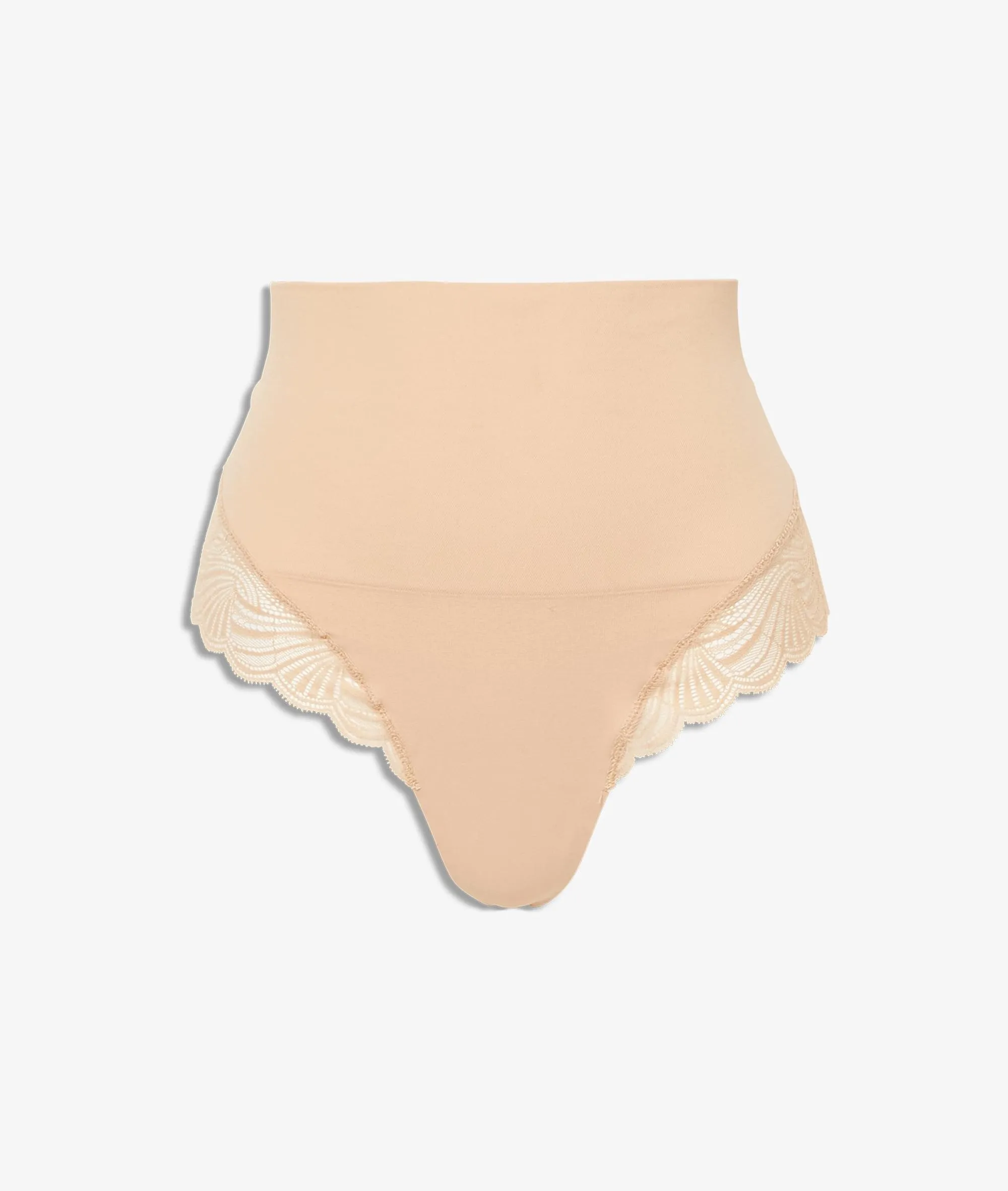 HIGHWAISTED SHAPING THONG MADE OF BEIGE MICROFIBER  ETAM