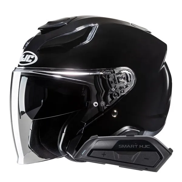 HJC F31 Black Helmet with Bluetooth Smart 21B Kit