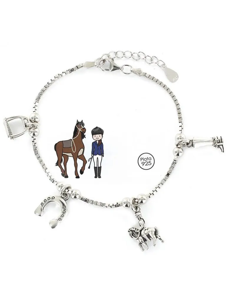 Horseback Riding Silver Bracelet.