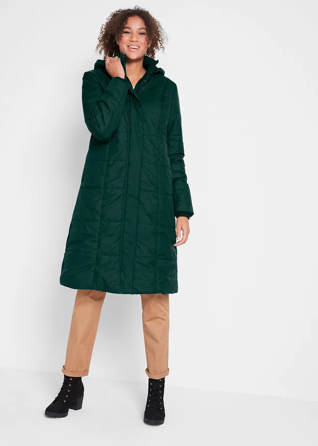 Intense Green Padded Hooded Removable Hooded Coat.