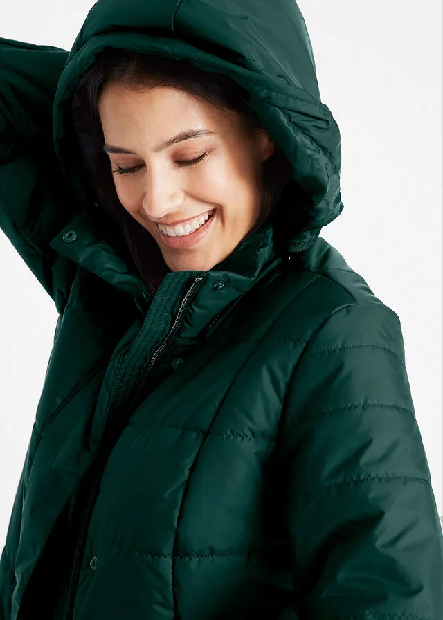 Intense Green Padded Hooded Removable Hooded Coat.