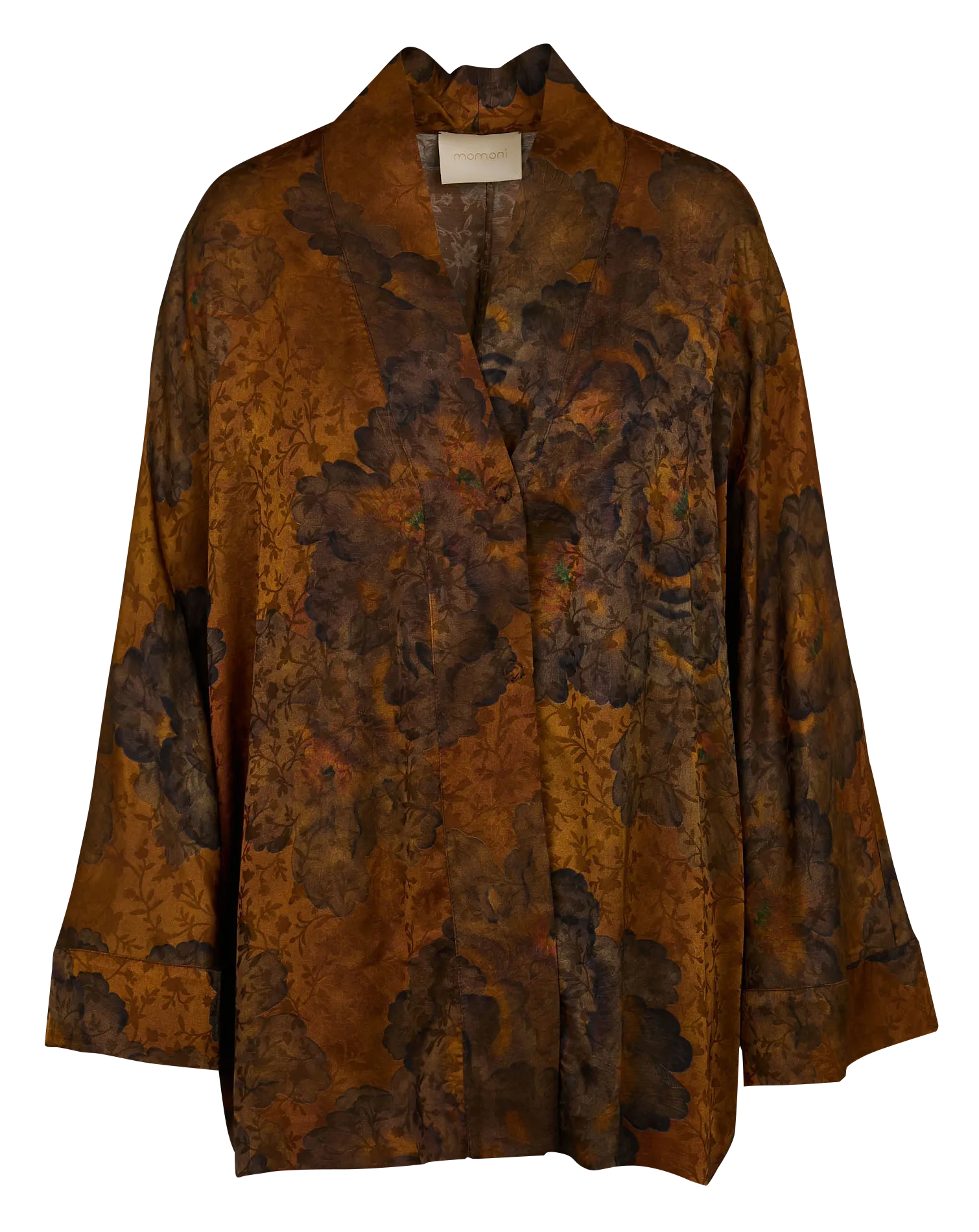 ISHIKO  CHAQUETA KIMONO AMPLIA ESTAMPADA SATINADA EN MARRON