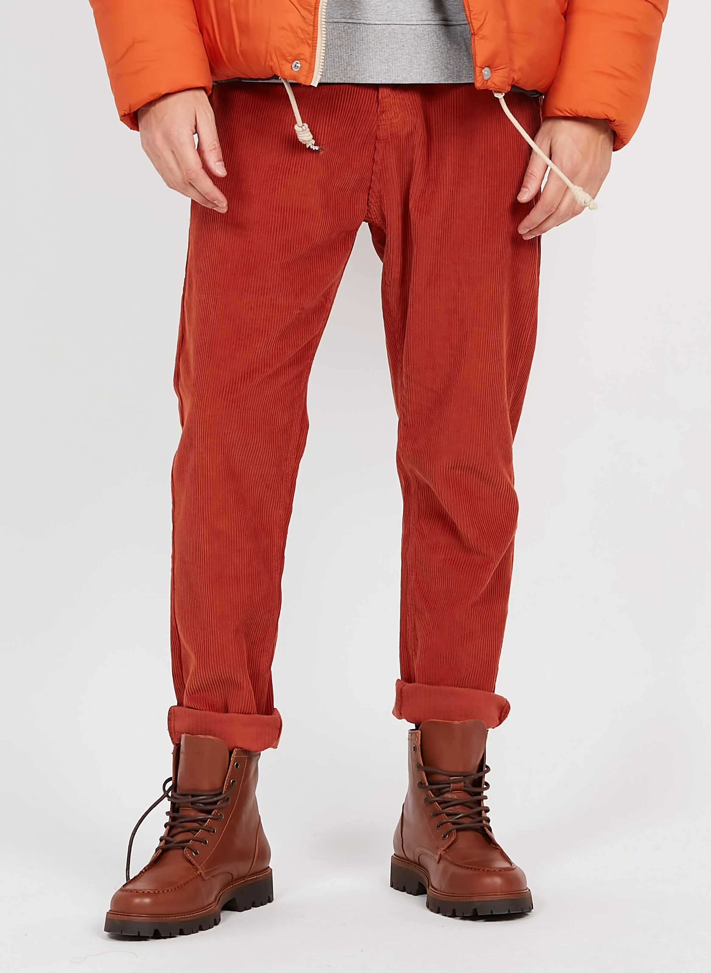 JACQUOT  PANTALóN DE ALGODóN DE PUNTO ACANALADO LARGO EN NARANJA