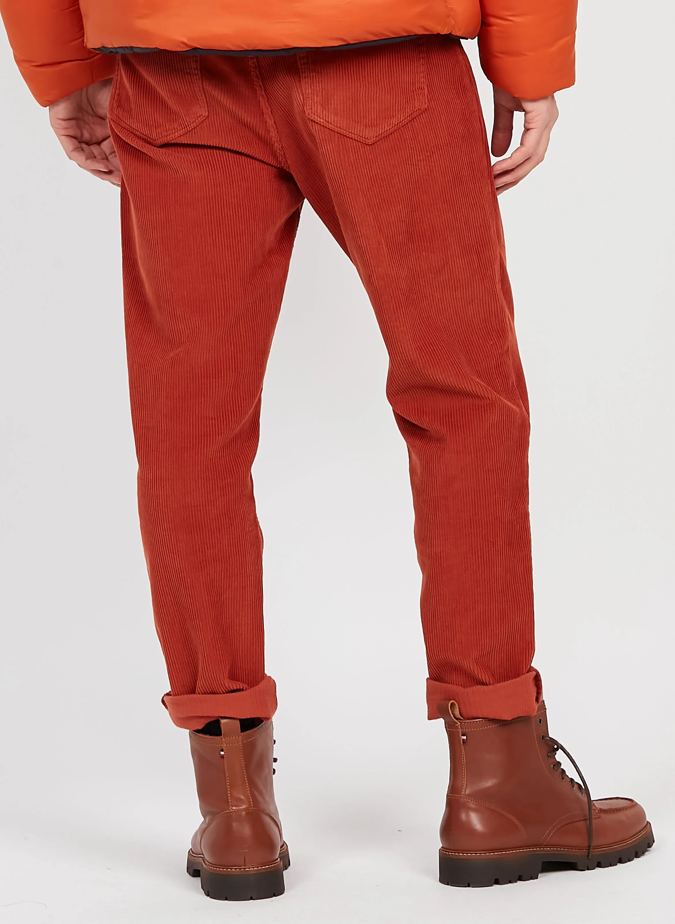 JACQUOT  PANTALóN DE ALGODóN DE PUNTO ACANALADO LARGO EN NARANJA