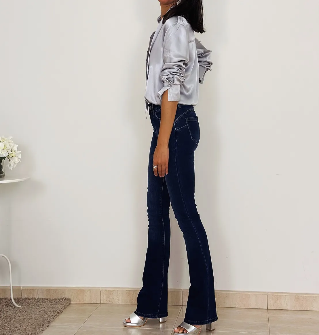 Jeans Campana Push Up Azul