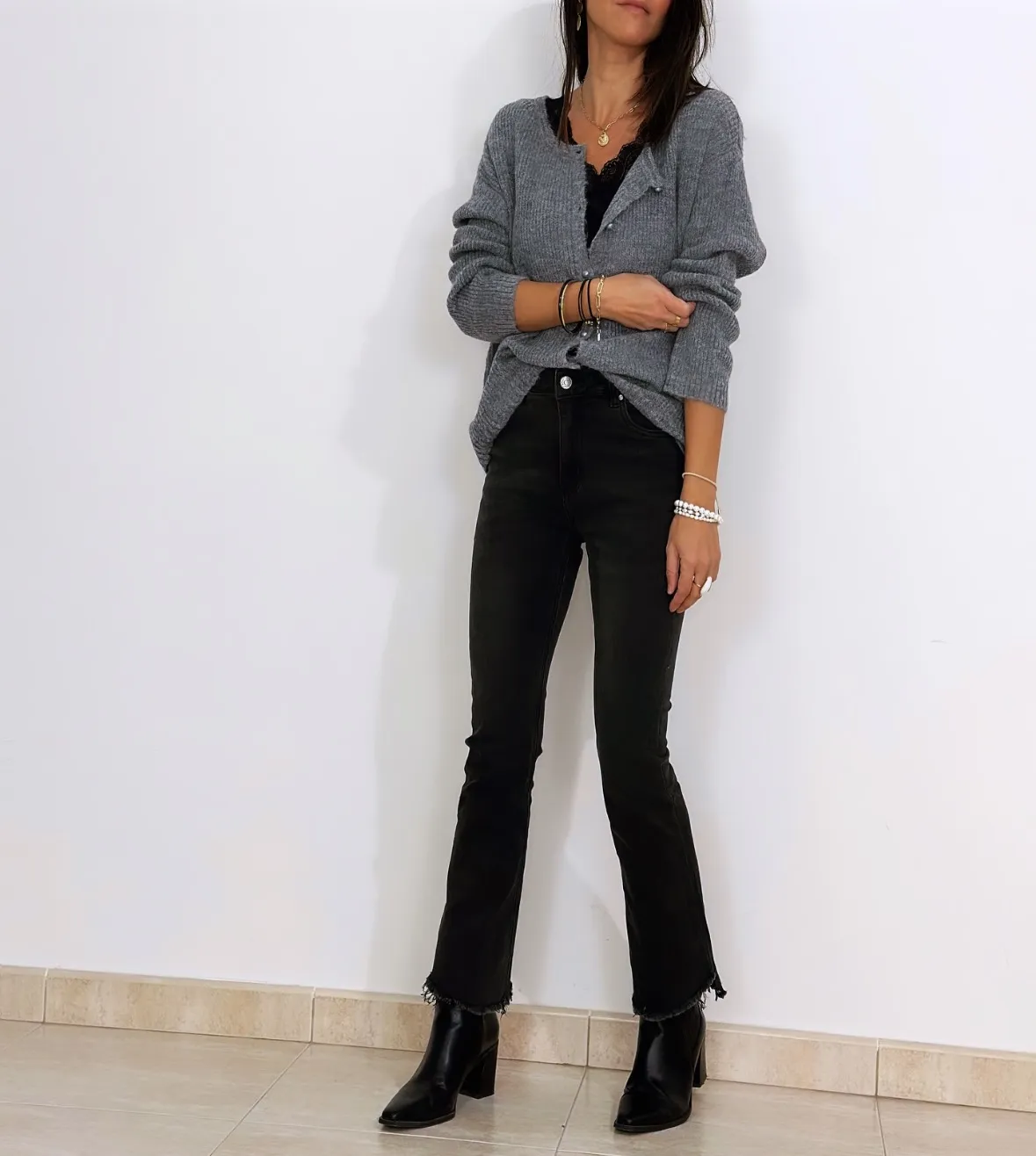 Jeans Desflecados Negro