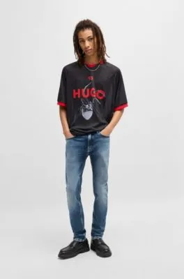 Jeans extra slim fit de denim elástico azul