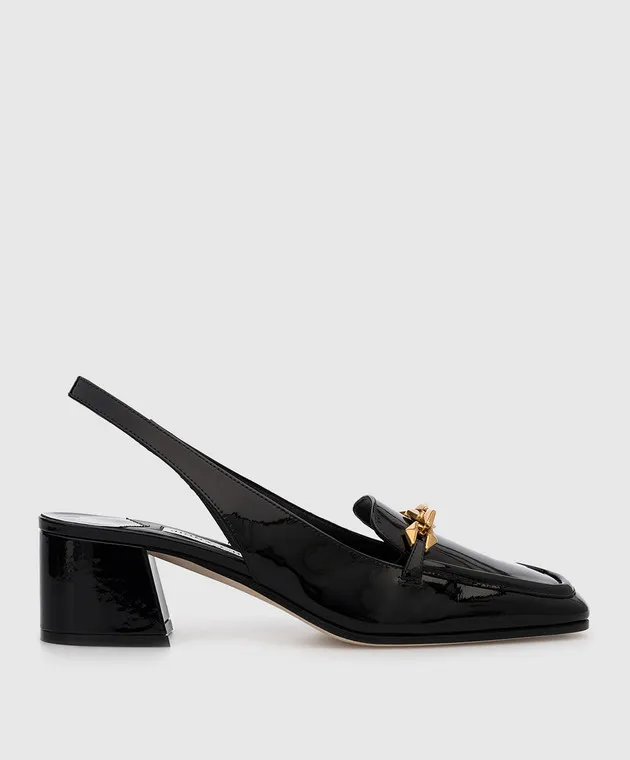 Jimmy Choo Black Patent Leather Slingbacks with Diamonds