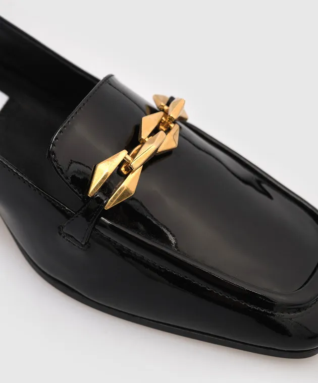 Jimmy Choo Black Patent Leather Slingbacks with Diamonds