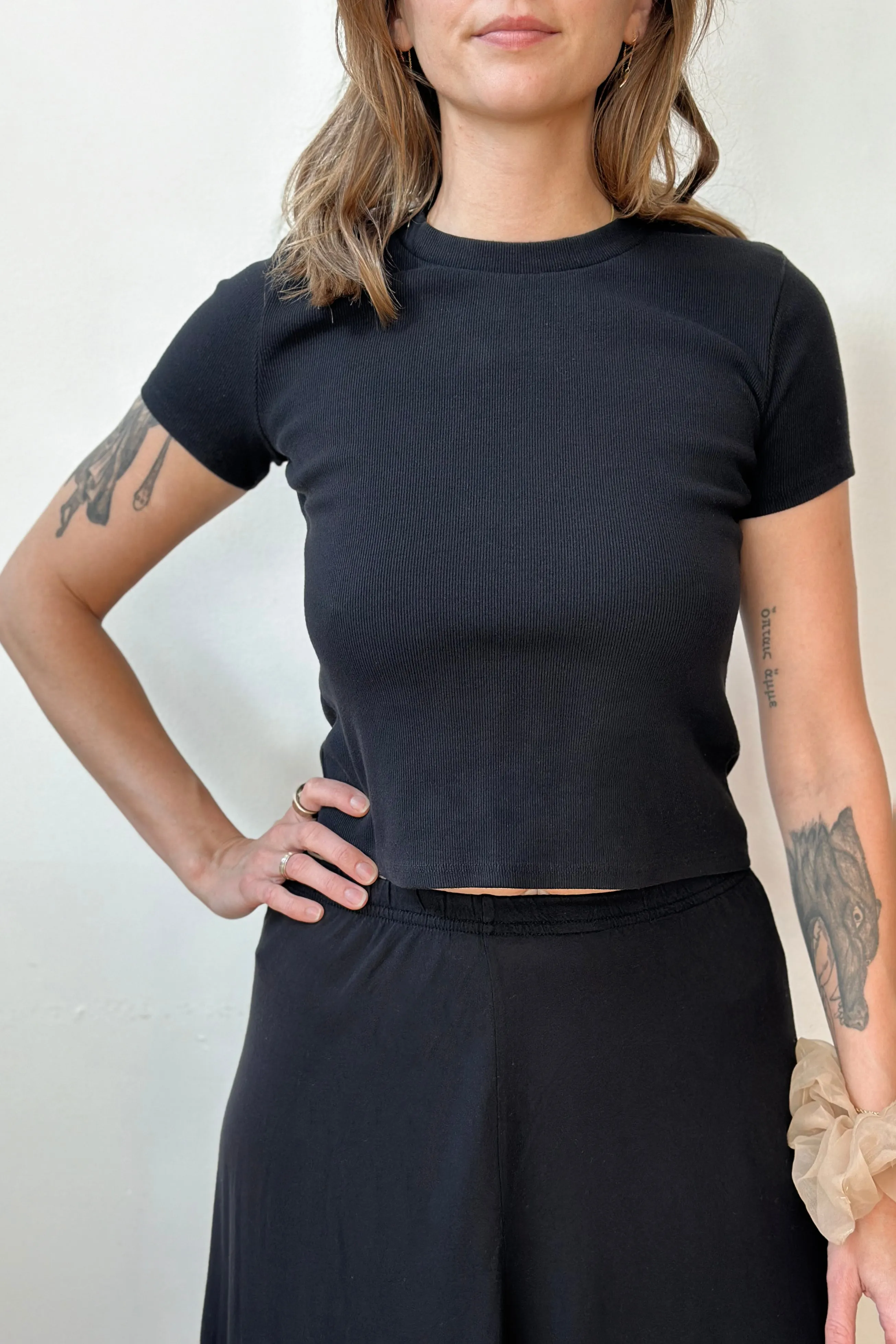 KATZ RIBBED TSHIRT  TRUE BLACK