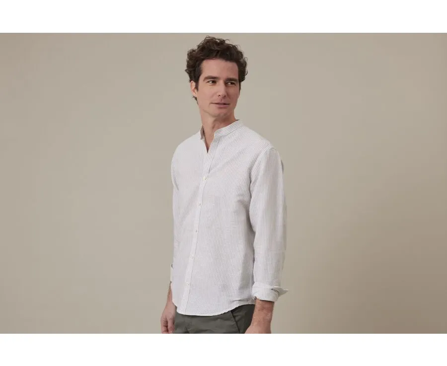 LIME GREEN & WHITE COTTON LINEN SHIRT  ELIBERT