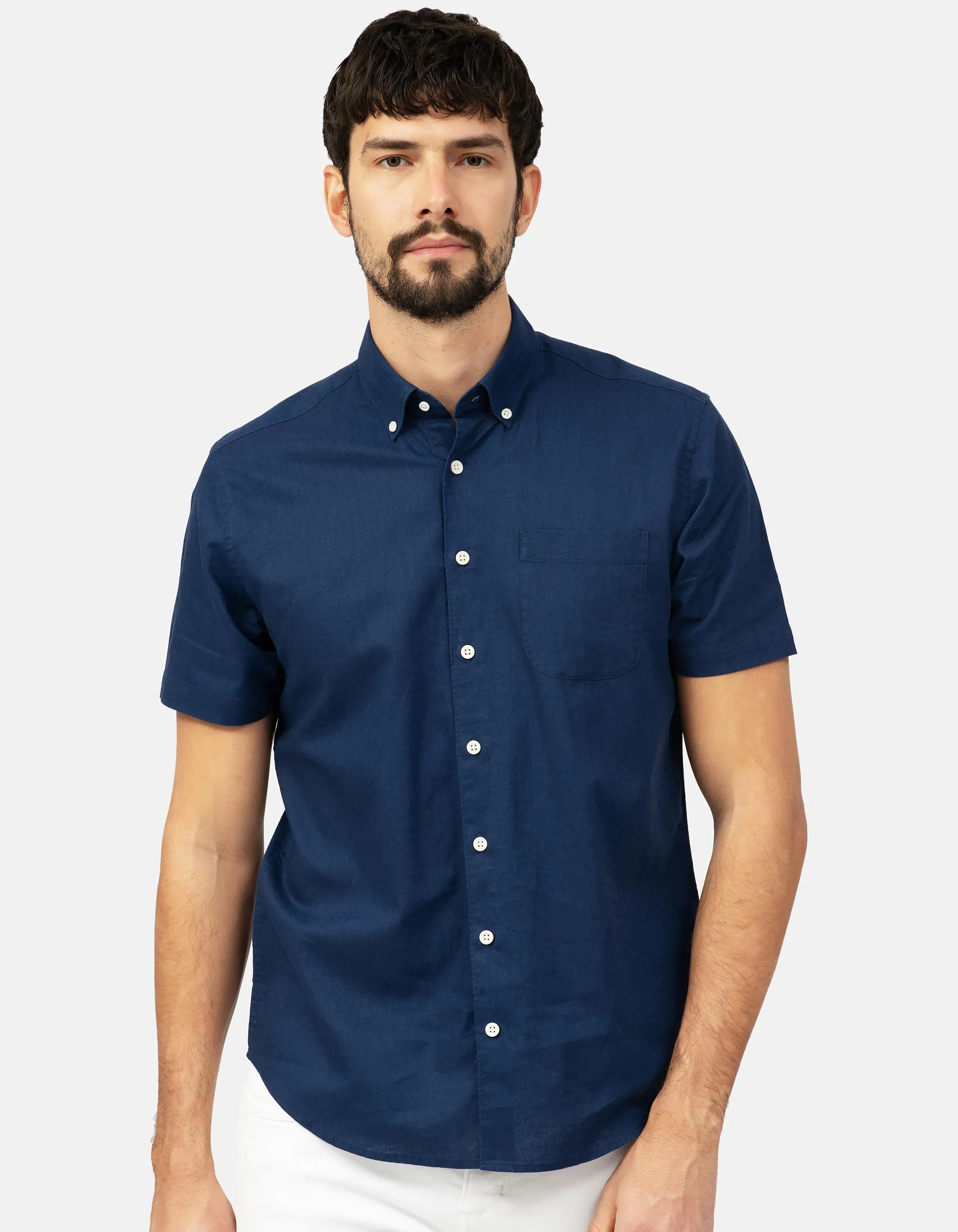 Linen and cotton short sleeve shirt.