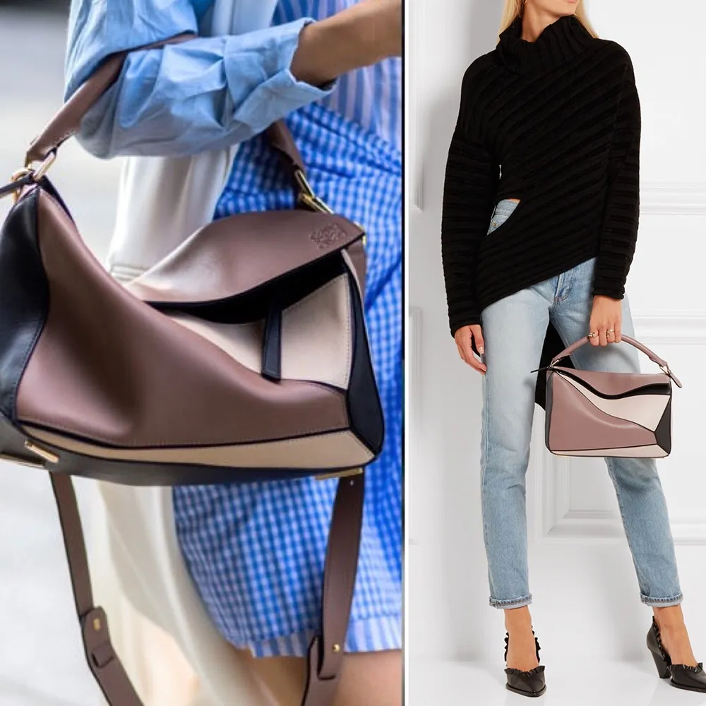Loewe Puzzle Taupe and Black Bag