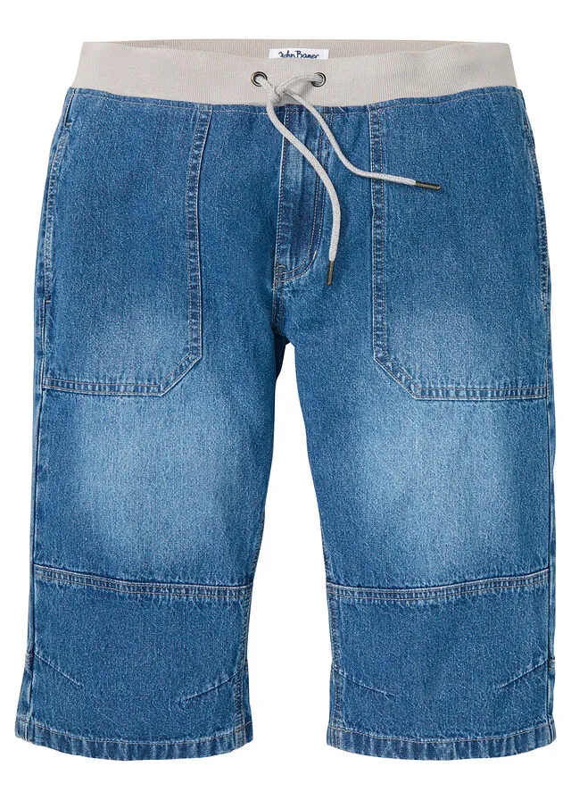 Long loose fit denim long shorts.