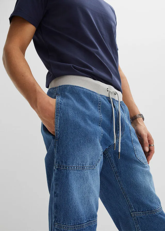 Long loose fit denim long shorts.